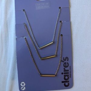 Gold, silver, bronze bar necklaces